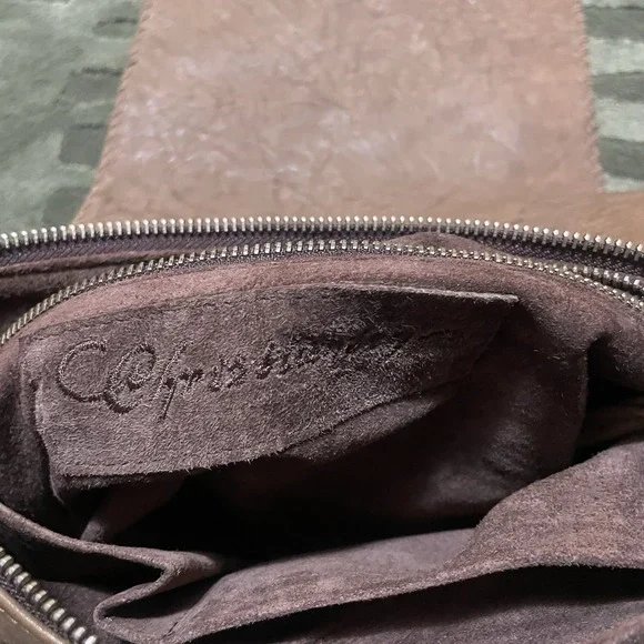 Christiansen Vintage Studded Leather Crossbody Brown Bag Bohemian 70' Hippie - Picture 8 of 13